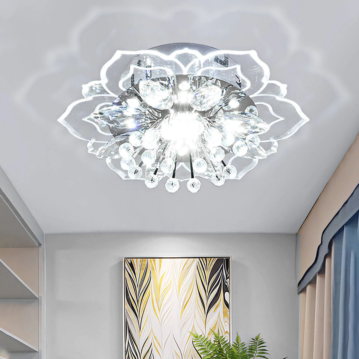 Modern 9W Crystal LED Ceiling Light Fixture Pendant Lamp Chandelier - New