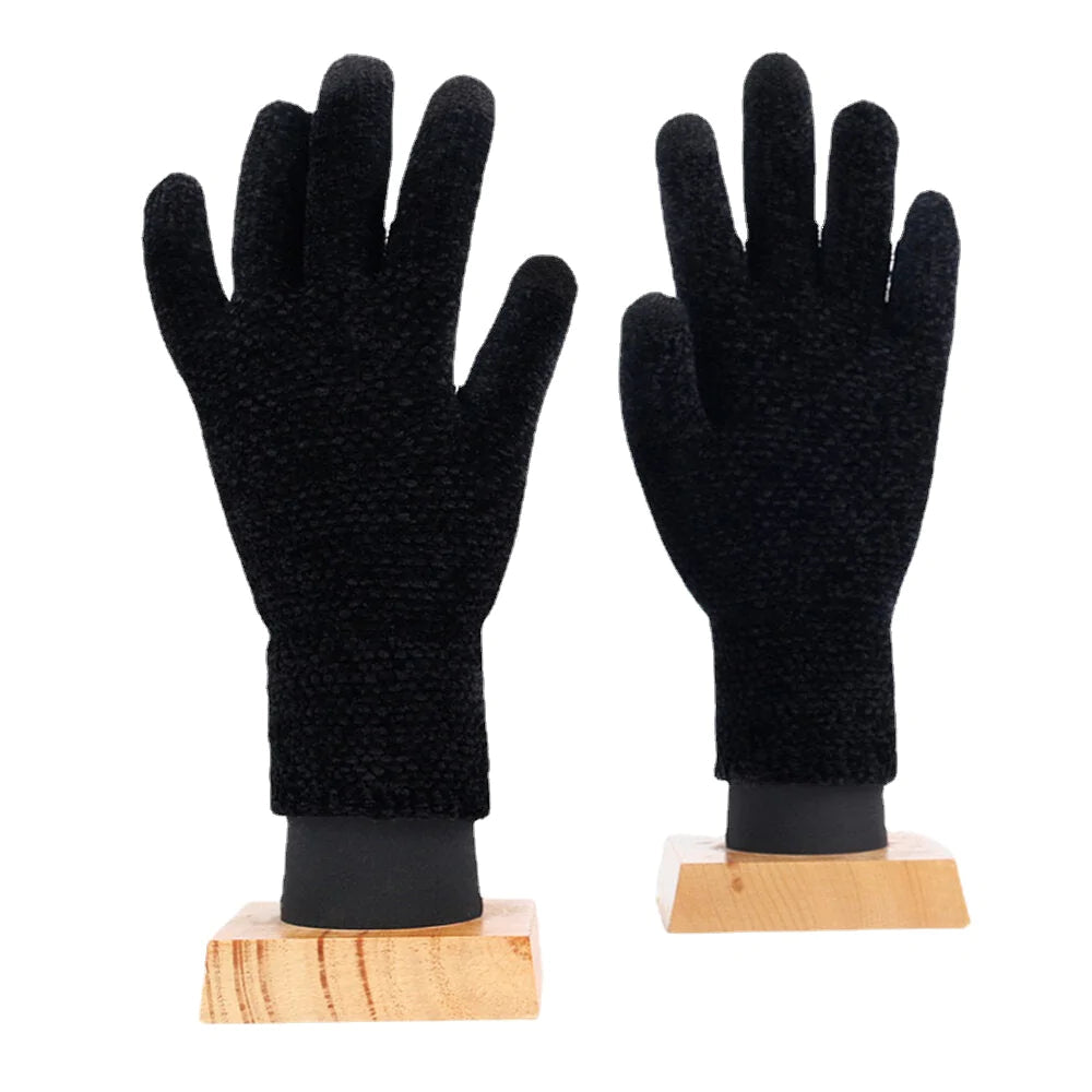 Unisex Knitted Touch-Screen Winter Gloves - Warm Chenille, Three-Finger & Full-Finger Options