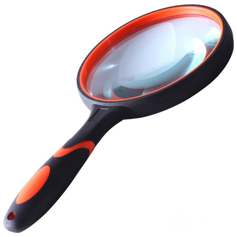 100mm 10X Shatterproof Handheld Magnifier with Non-Slip Rubber Handle - 1pc