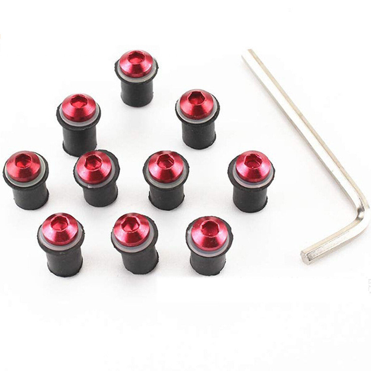 10PCS M5 Motorcycle Windscreen Screw Kit with Nuts, Washers, and Wrench