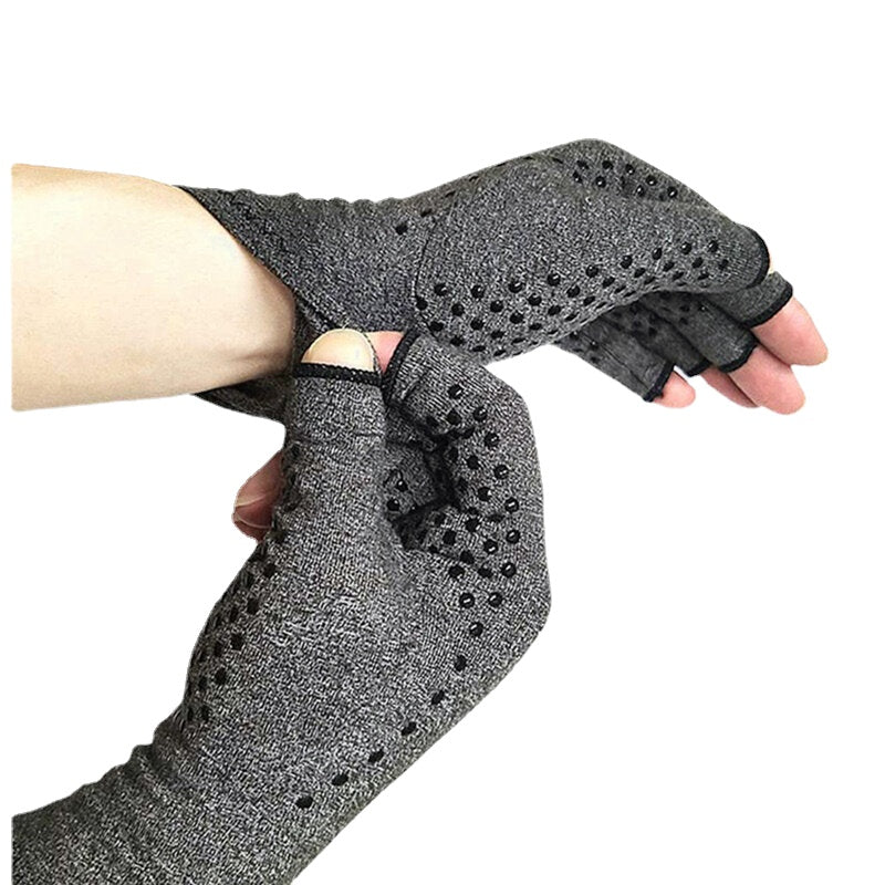 Knitting Fingerless Magnetic Arthritis Gloves - Outdoor Sport Fitness Silicone Gloves