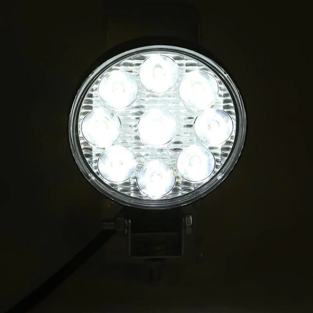 27W LED Work Light 9V-85V Waterproof Headlight White/Blue Round Fog Lamp for Car Motorcycle