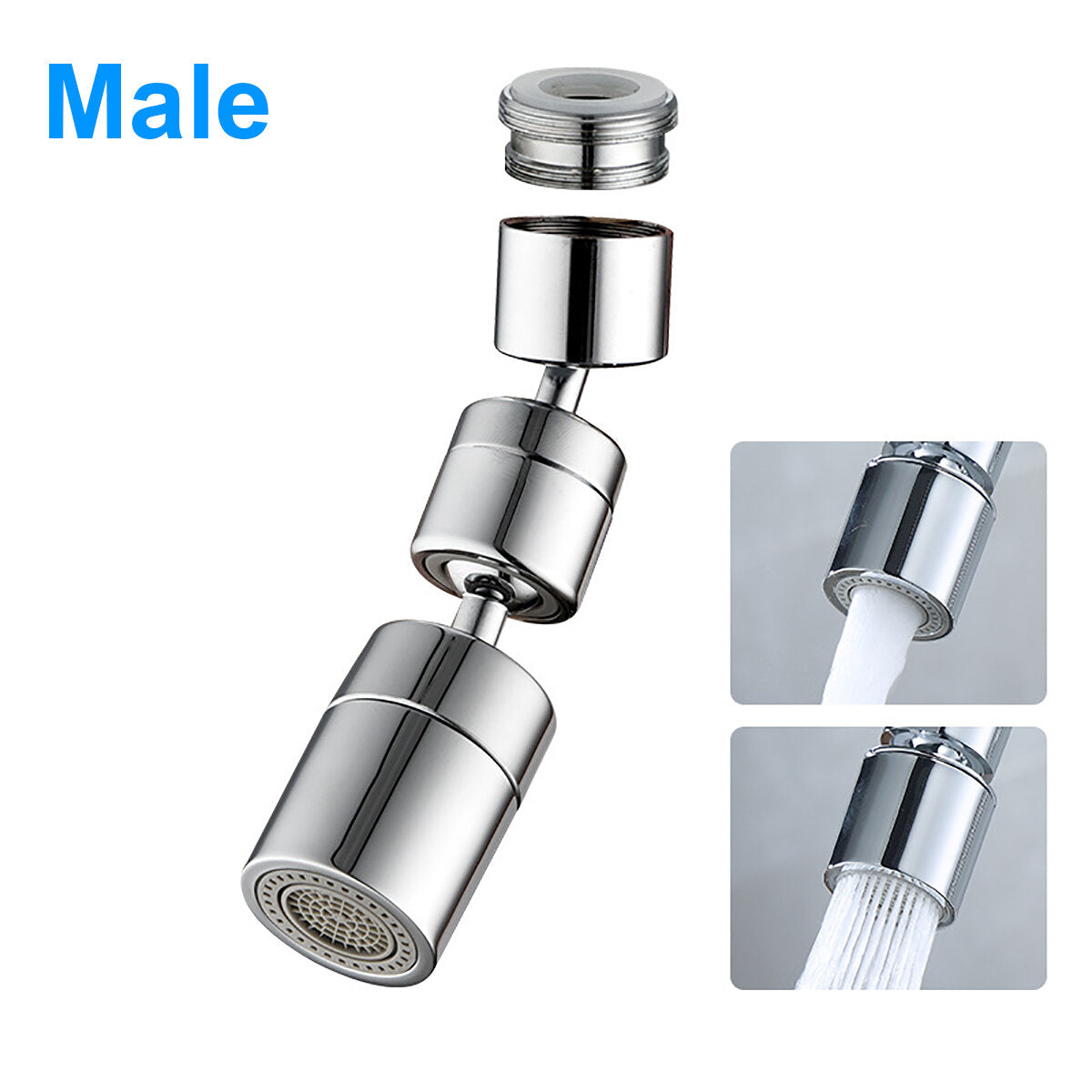 1080 Degree Swivel Sink Faucet Aerator - Universal Splash Filter, Extender, Bubbler for Eye Flush, Face Wash, Gargle