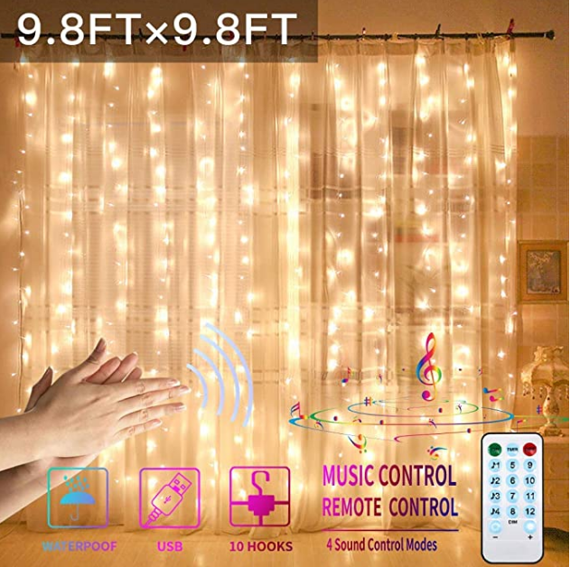 3M Sound-Activated USB Curtain Lights for Christmas, Bedroom, and Wedding Decorations