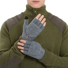 Unisex Knitted Half-Finger Gloves - Antifreeze, Warm, Thickened, Plus Velvet for Autumn & Winter