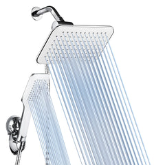 6-Piece 8-Inch Rainfall Shower Head Set with Adjustable Angle