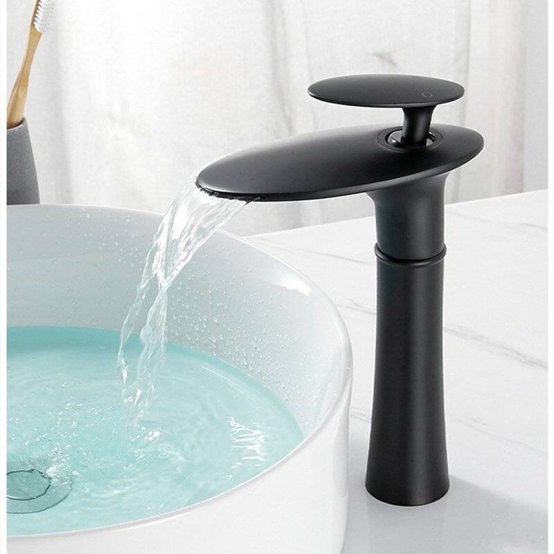 Waterfall Faucet Bathroom Basin Mixer Tap - Hot & Cold Brass Sink Fixture