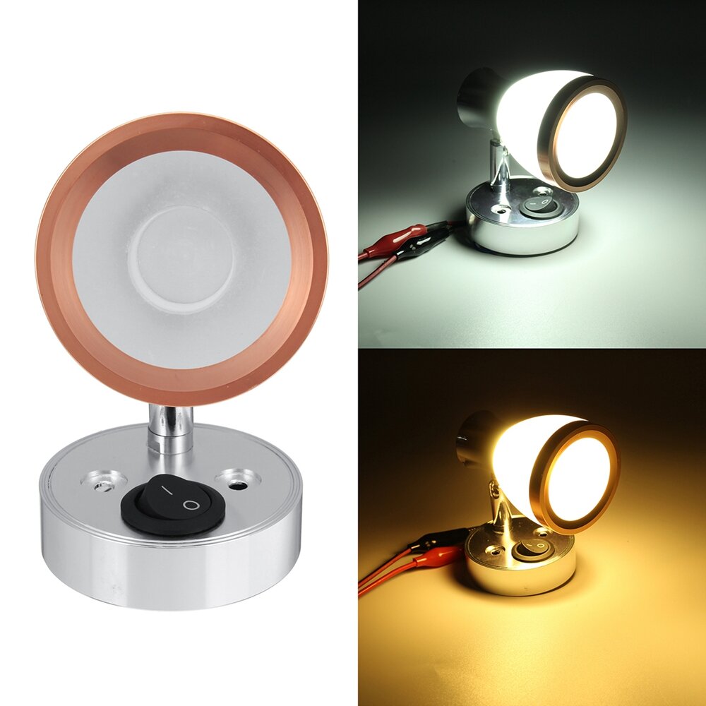 12V 3W LED Mini Spot Light - Frosted Glass Reading Night Lamp for Caravan Cabinet Interior