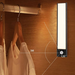 Über USB wiederaufladbares LED-Nachtlicht – 20/40/60 cm Körpersensorstreifen für Schlafzimmer, Kleiderschrank, Bücherregal, Treppe