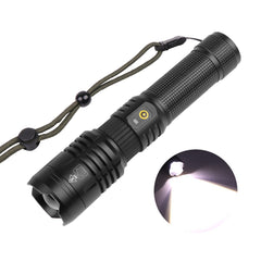 Bright 26650/18650 Powerful LED Flashlight - USB Rechargeable, Charging Indicator, Long Throw, Strong Searchlight