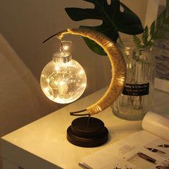 LED Crescent Moon Wishing Ball Memorial Lamp for Home Decoration