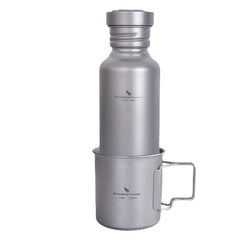 Titanium Sports Bottle with Hanging Lid - Wide-Mouth Tea Cup for Outdoor Camping & Cycling