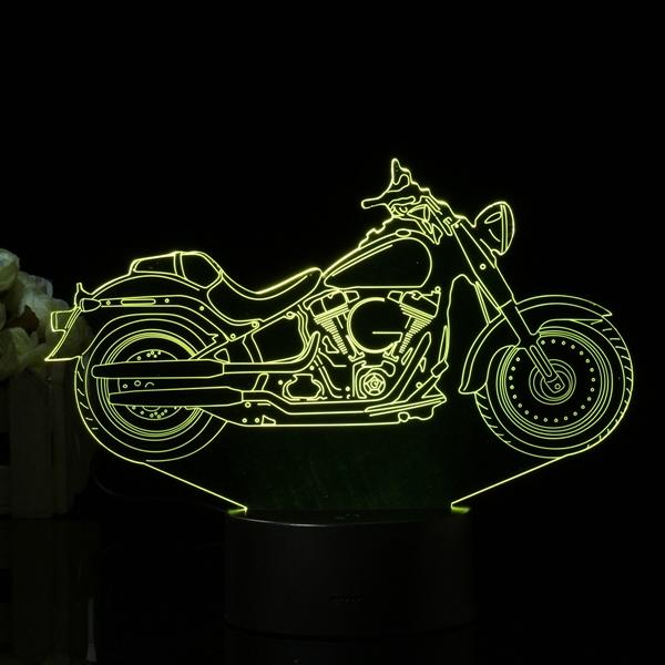 3D Illusion Motorcycle LED Desk Lamp - 7 Color Changing Touch Switch Night Light