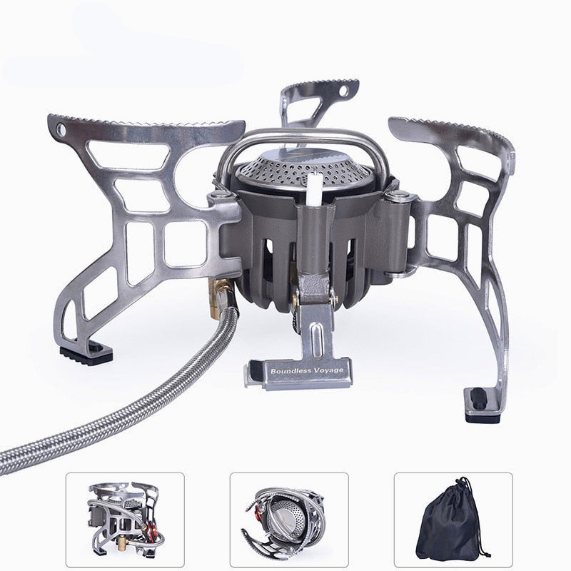 Portable Outdoor Camping Gas Stove with Igniter - Foldable Aluminum Alloy Cooker, 3500W