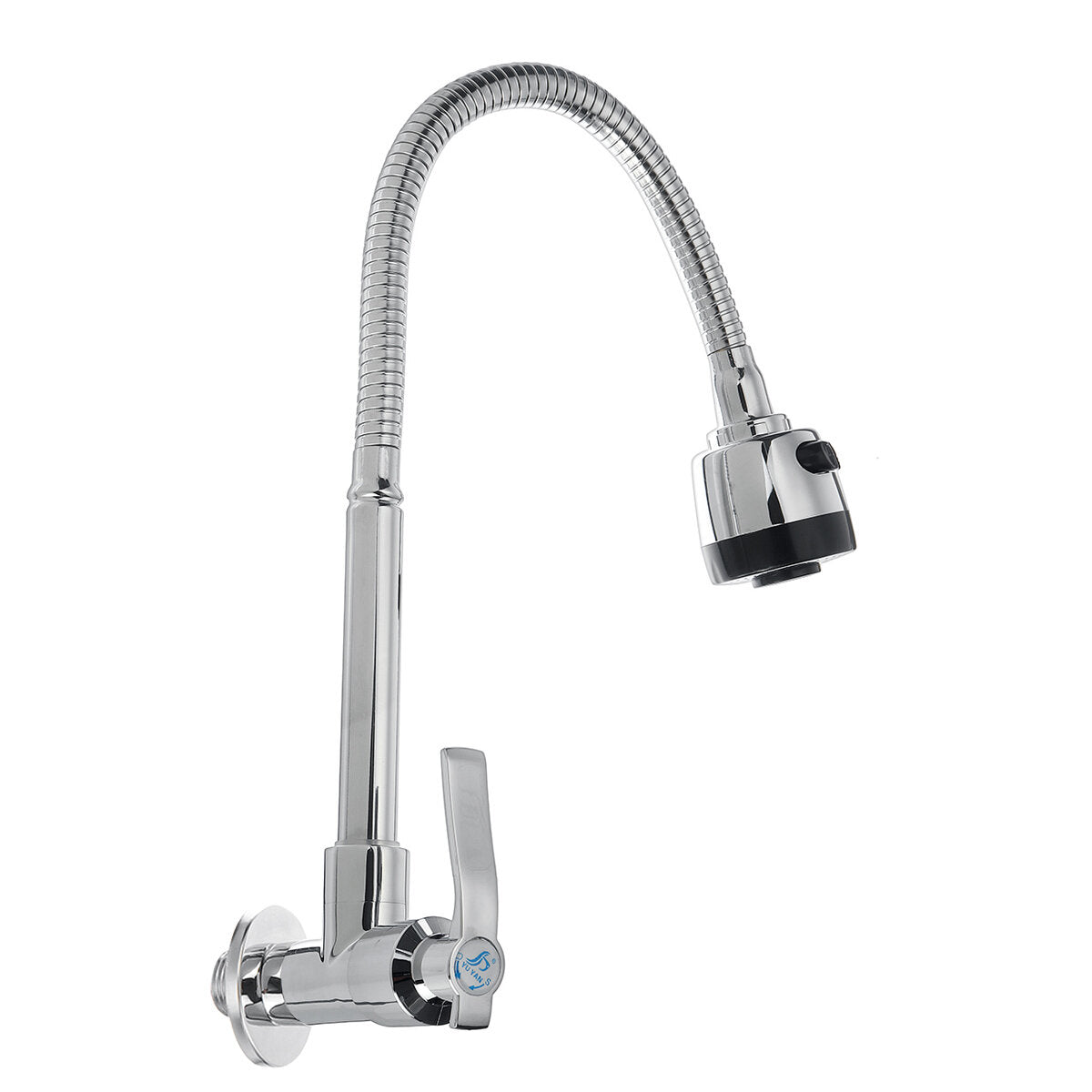 360 Degree Rotating Brass Kitchen Sink Faucet - Single Cold Tap, Wall Mount