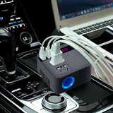 Universal 12V/24V Car Inverter with 6 Sockets & Digital Display - Fast Charging for Trucks