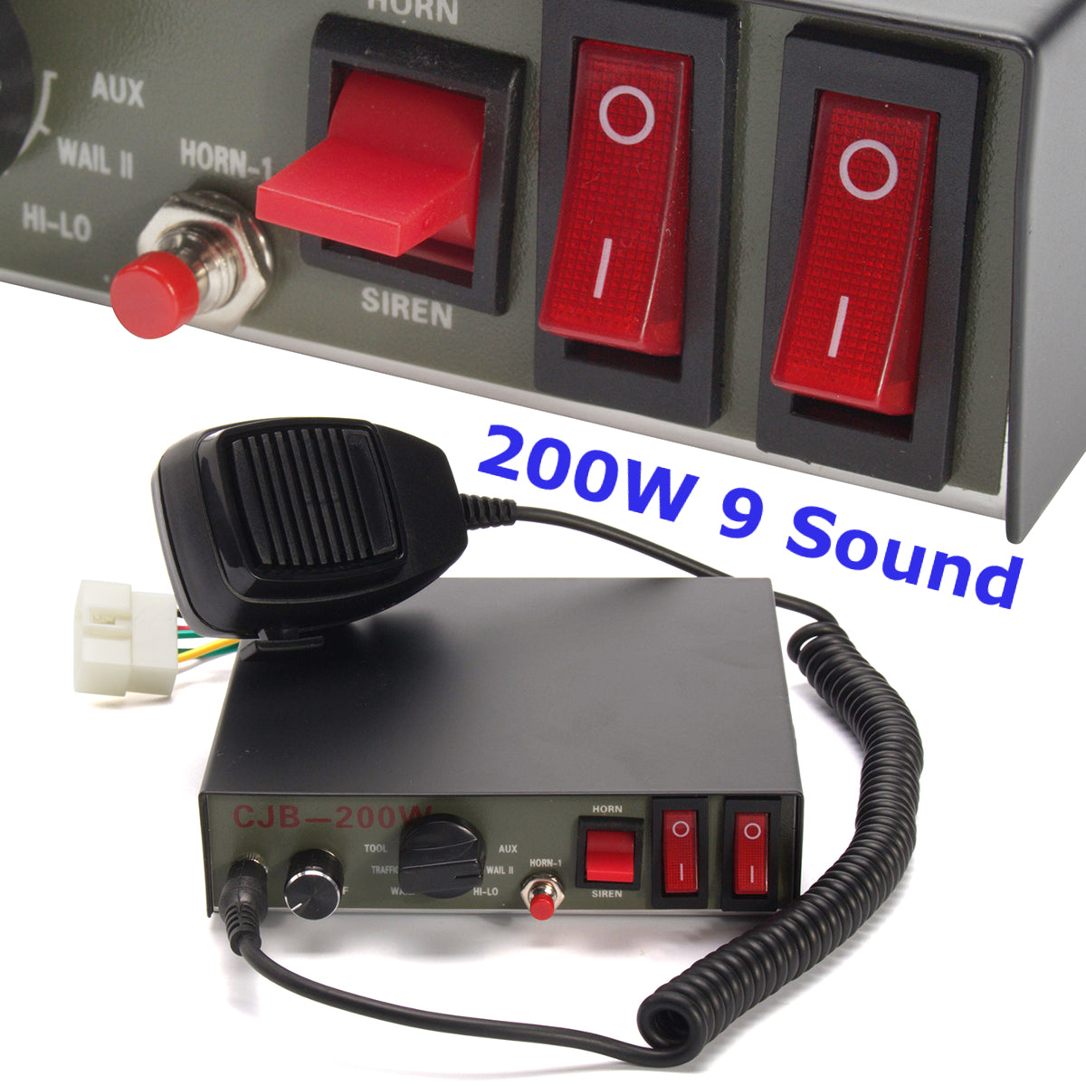 200W 9-Tone Car Truck Police Siren Horn Speaker MIC Warning Alarm System