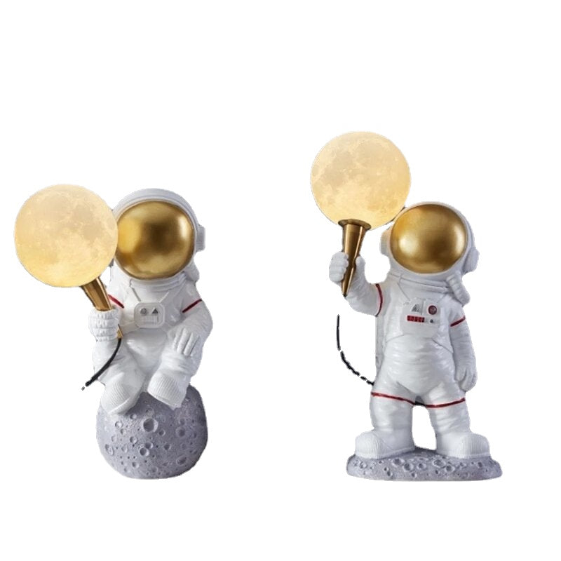 Nordic LED Astronaut Moon Wall Lamp for Children's Room, Bedroom, Study, Balcony, Aisle - Desk Lamp Decoration