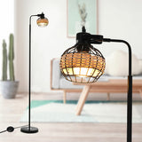 Modern & Rustic Rattan Hollow Cage Floor Lamp for Living Room or Bedroom