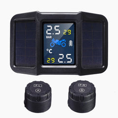 Solar Power USB TPMS Waterproof LCD Display Motorcycle Tire Pressure Monitor System with Wireless External Sensor