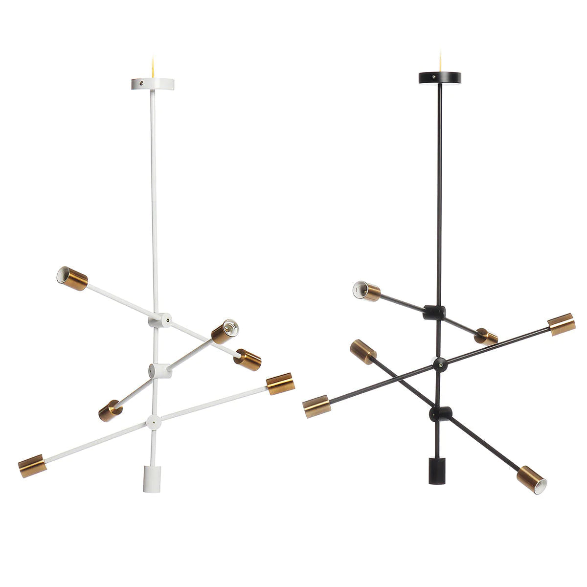 Modern Minimalist 6-Head Flush Mount Ceiling Light Chandelier, Metal Base Pendant Lamp Fixture