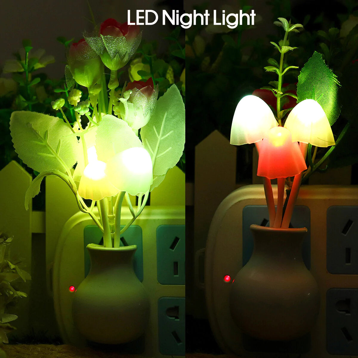 Romantic Flower Mushroom LED Night Light Sensor for Baby Bed Lamp