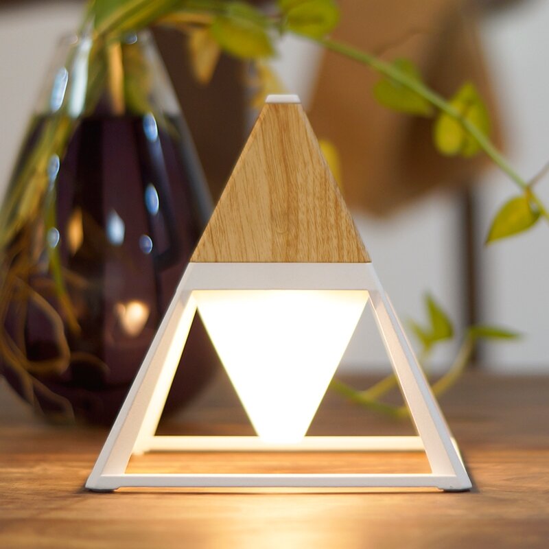 Pyramid Shape LED Night Light with USB Charging, 2200mAh Battery, Diffuser Wall Lamp