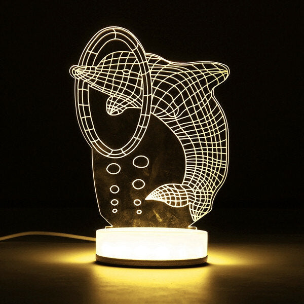 3D Illusion USB LED Night Light - Warm White Desk Table Lamp, Perfect Xmas Gift