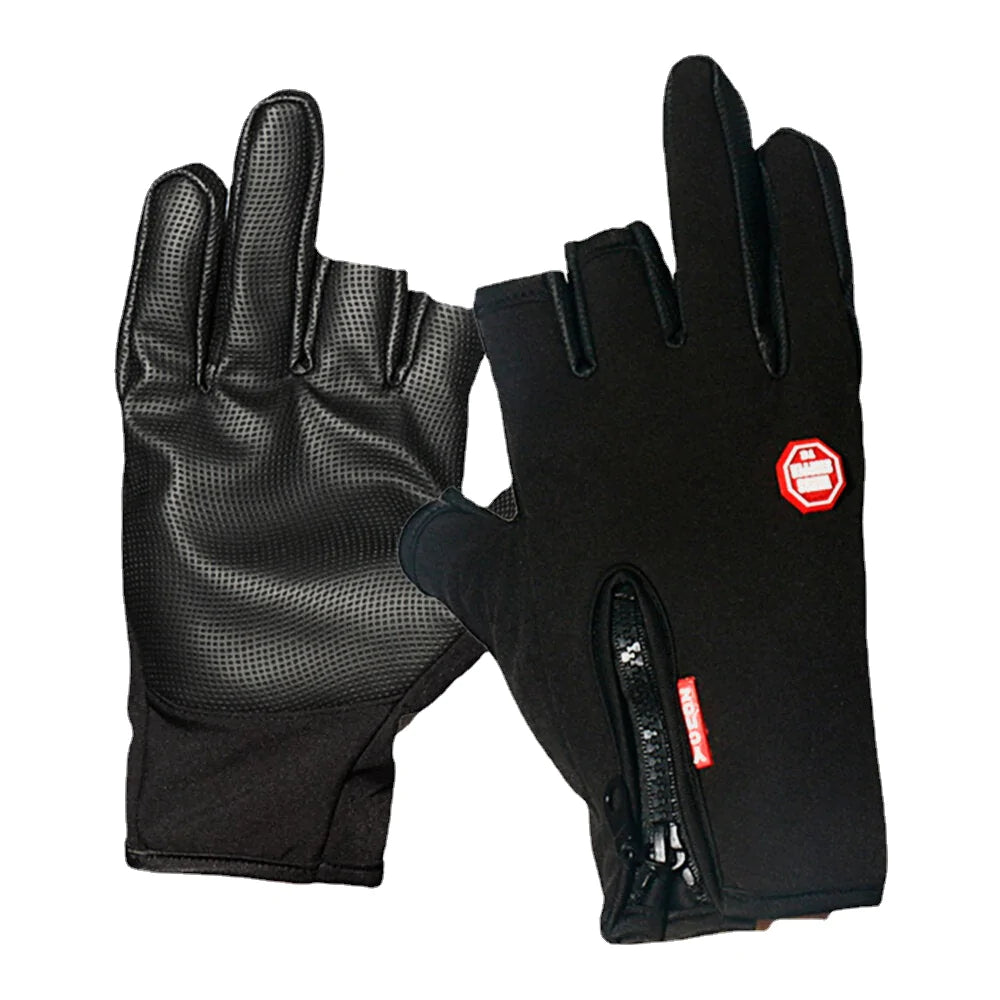 Wasserdichte, rutschfeste Halbfinger-Lederhandschuhe für Unisex für Outdoor-Sport, Reiten und Angeln