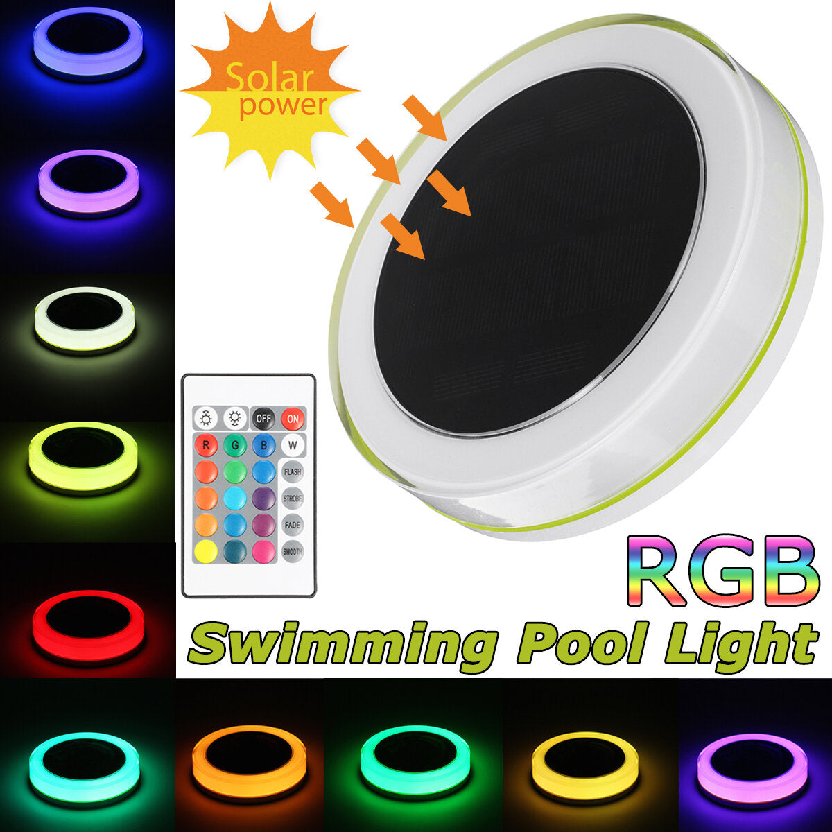 12 LED RGB Suction Cup Swimming Pool Light - Underwater Night Light for Ponds