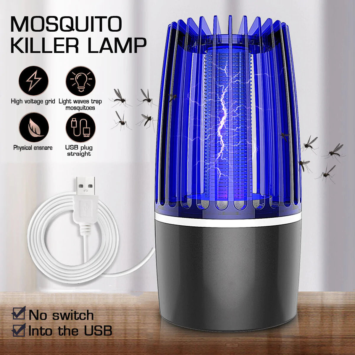 USB LED Electric Mosquito Zapper Killer 5W Fly Insect Bug Trap Lamp Light Bulb