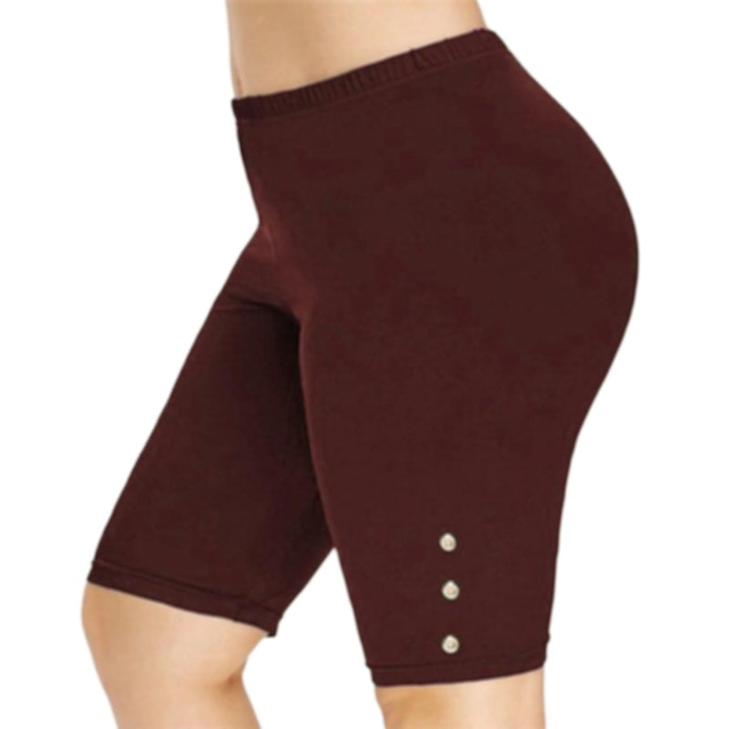 Stretch-Bikershorts für Damen – hohe Taille, knielang, Fitness-Workout, Polyester, Größen S-2XL