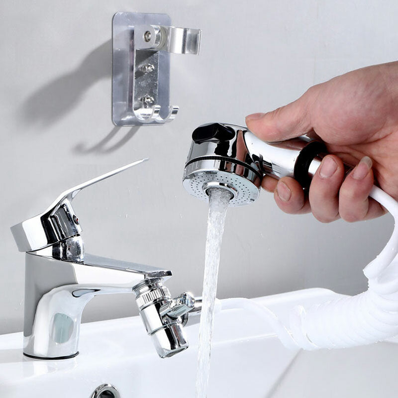 Wall-Mounted Bathroom Faucet Kit: Bathtub Wash Basin Tap, Handheld Shower Spray, Mixer Spout, Rinser Extension for Hair Washing