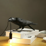 Black/White Resin Crow Table Lamps - Bird Desk Lamp & Bedroom Wall Sconce Light Fixtures