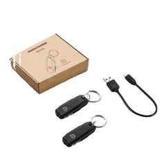 2 Pack Mini LED Lights, Portable USB Rechargeable Keychain Flashlight with 2-Level Brightness Key Ring Torch