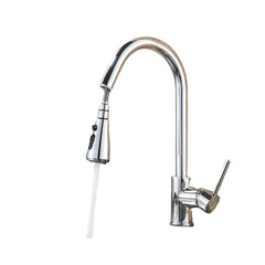 Chrome Brass Single Hole Kitchen Sink Faucet with Pull Out Spout, Hot/Cold Mixer, and Stream Sprayer