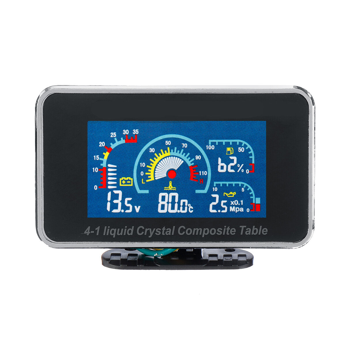 4-in-1 LCD Car Digital Gauge: Alarm, Voltmeter, Oil Pressure, Fuel, Water Temp, 12-24V