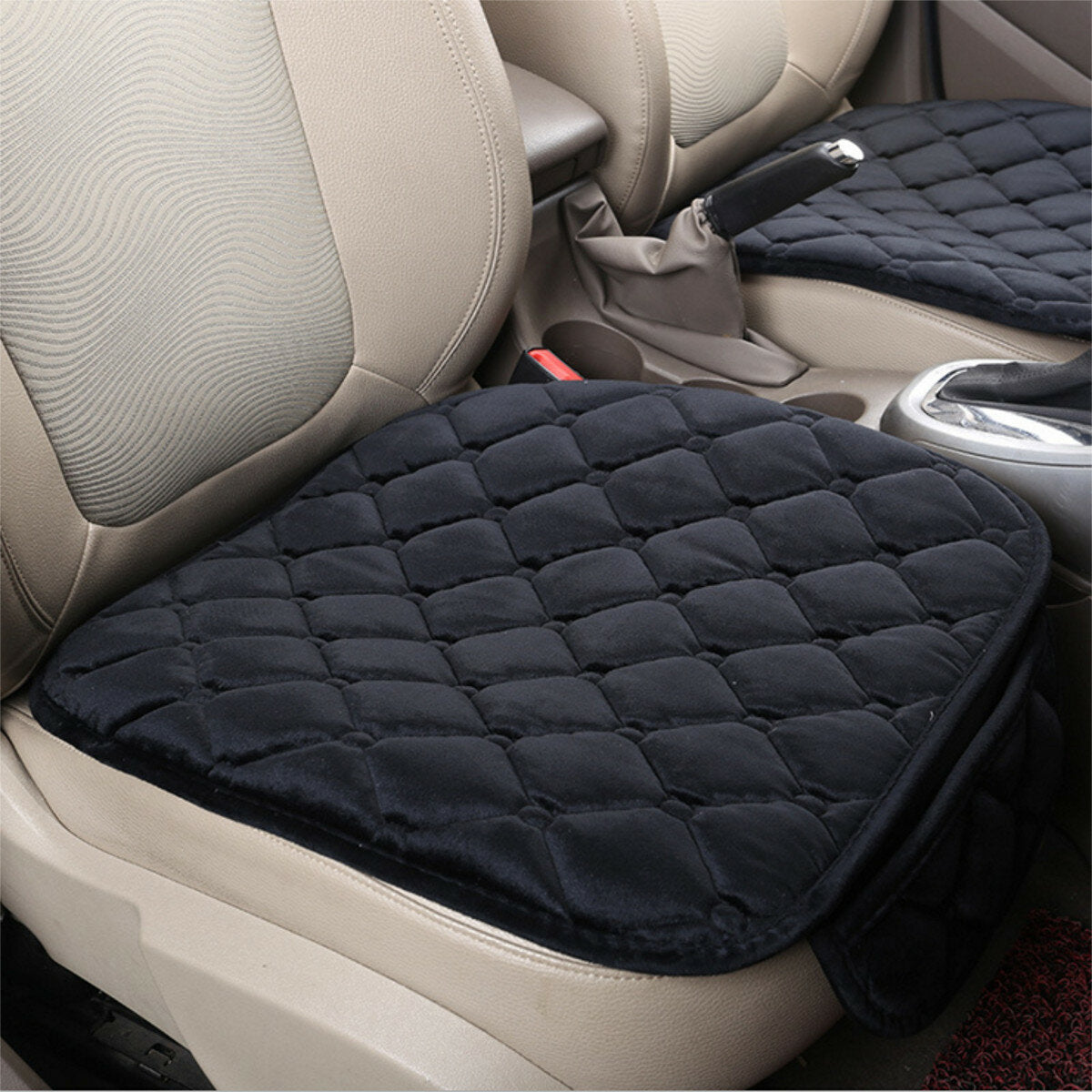 Breathable Plush Car Front Seat Cushion Covers - Four Season Chair Protector Pad Mat