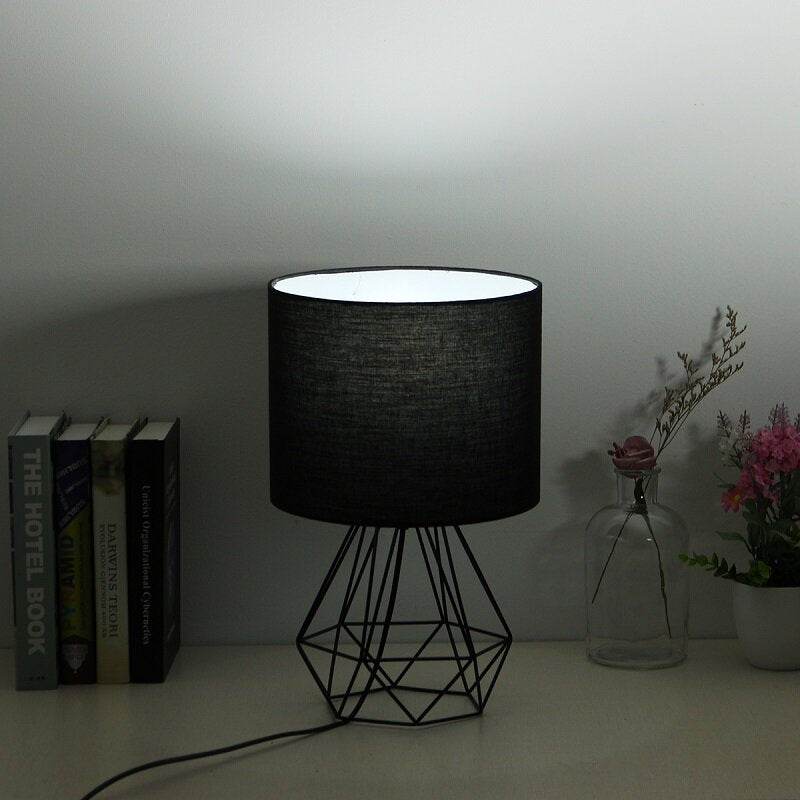 Modern Hollowed Out Bedside Table Lamp with Shade for Living Room or Bedroom Desk