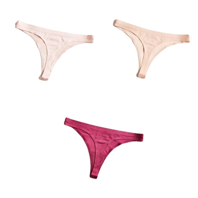 Sexy Seamless Thong Panties - Silk Lingerie G-String Briefs, 3-Pack