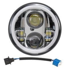 12V 5.75" 75W LED Projector Headlight with DRL Ring for Jeep/Harley