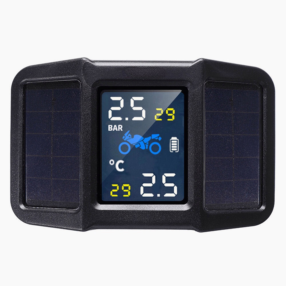 Solar Power USB TPMS Waterproof LCD Display Motorcycle Tire Pressure Monitor System with Wireless External Sensor