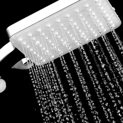 Square Shower Head with 1.5m Stainless Steel Hose, 6 Jet Types, High Pressure, Water-Saving, Chrome, Universal for Bathing & Spa