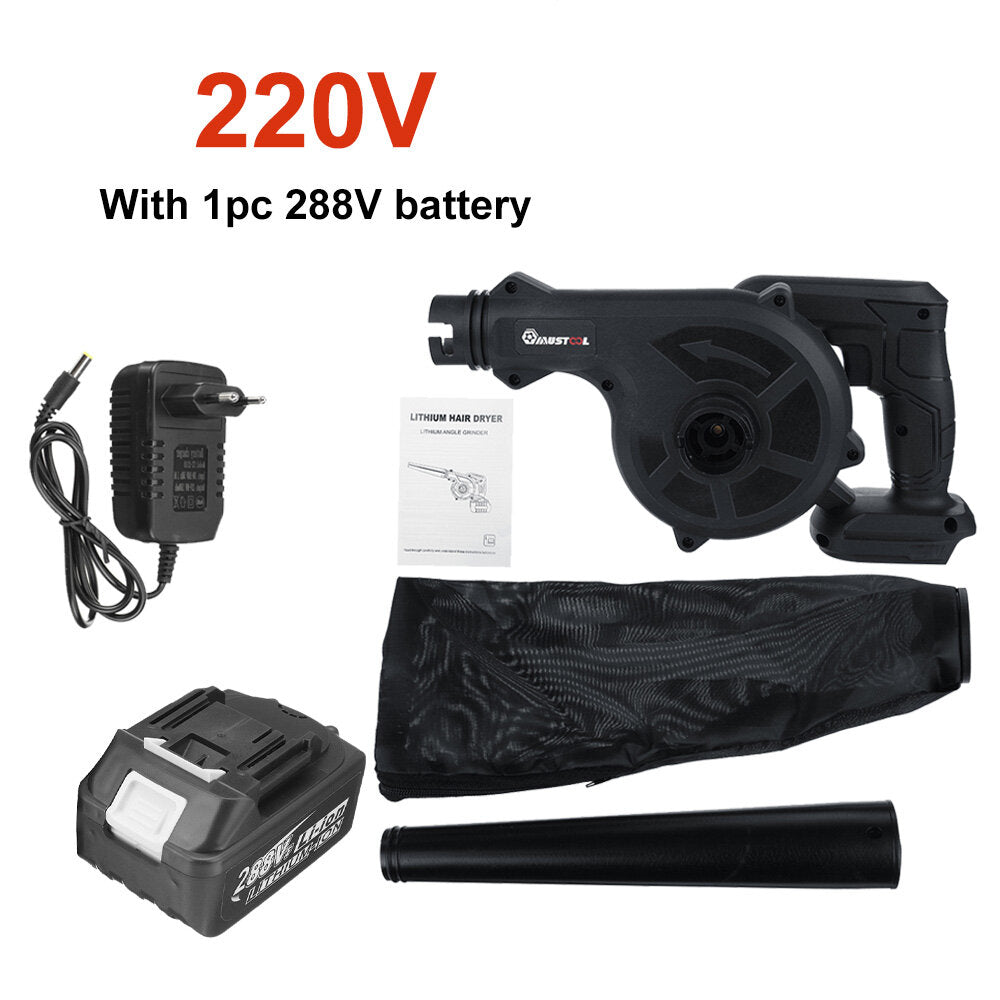 2-in-1 880W 18000RPM Cordless Electric Air Blower & Vacuum for Dust, Leaves, Garden, Car - Includes 2 Batteries