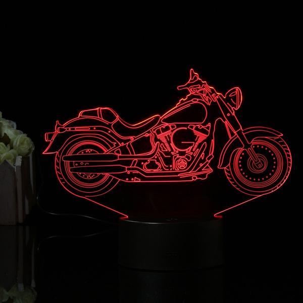 3D Illusion Motorcycle LED Desk Lamp - 7 Color Changing Touch Switch Night Light