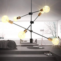 Modern Minimalist 6-Head Flush Mount Ceiling Light Chandelier, Metal Base Pendant Lamp Fixture