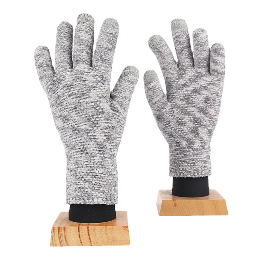 Unisex Knitted Touch-Screen Winter Gloves - Warm Chenille, Three-Finger & Full-Finger Options