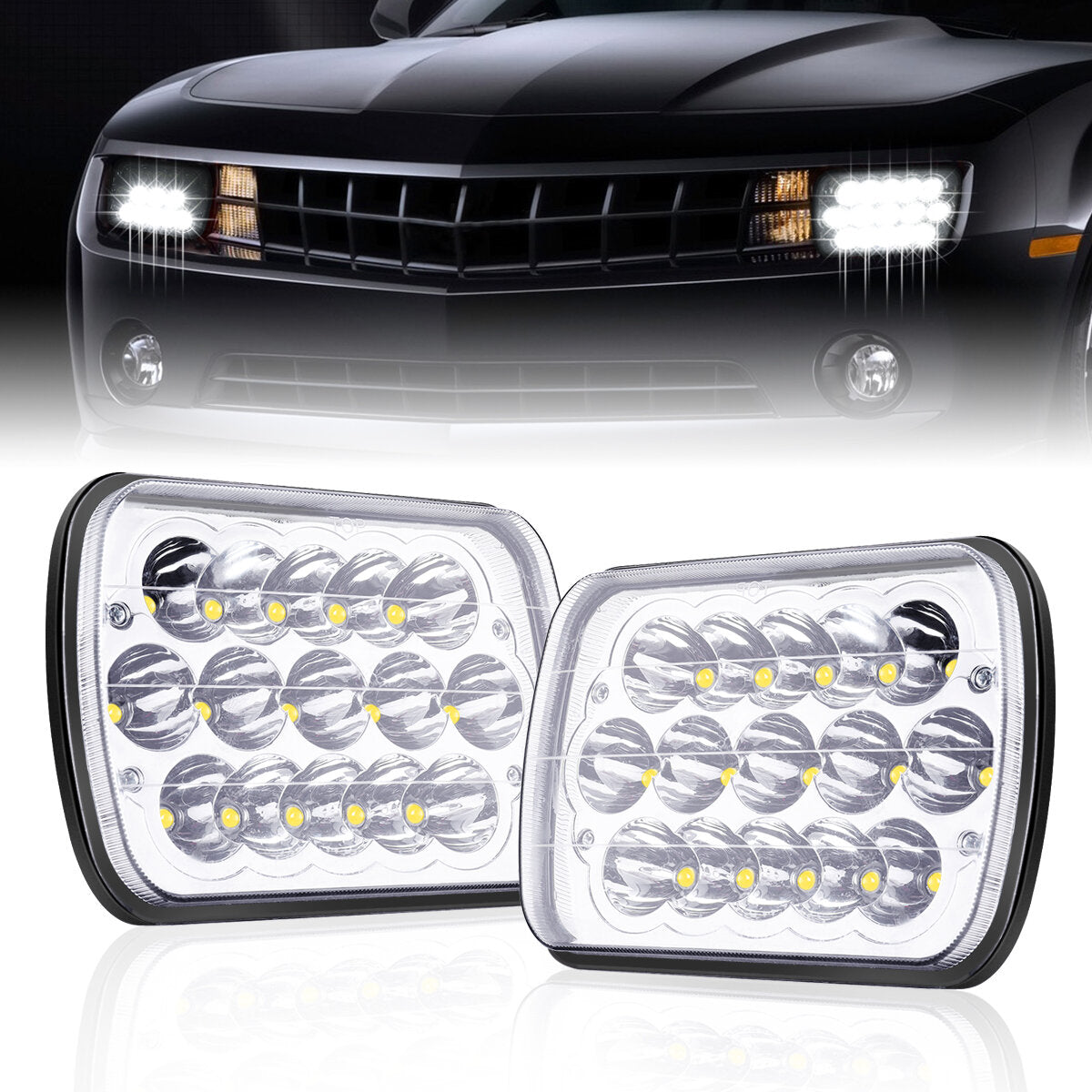 2 Pcs 5x7" LED Headlights for Wrangler - Stock Replacement Lamps