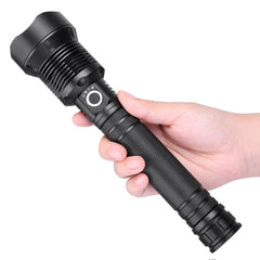 USB Rechargeable Zoomable Flashlight Set with 26650 Battery, USB Cable, Adjustable Focus for Camping, Hunting, Fishing