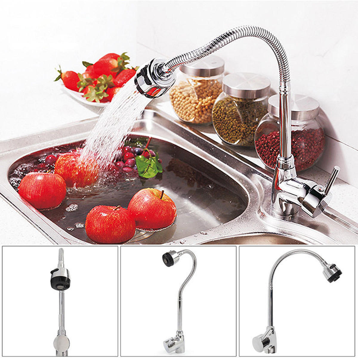 360 Degree Swivel Spout Single Handle Kitchen Sink Faucet with Pull Down Spray Mixer Tap